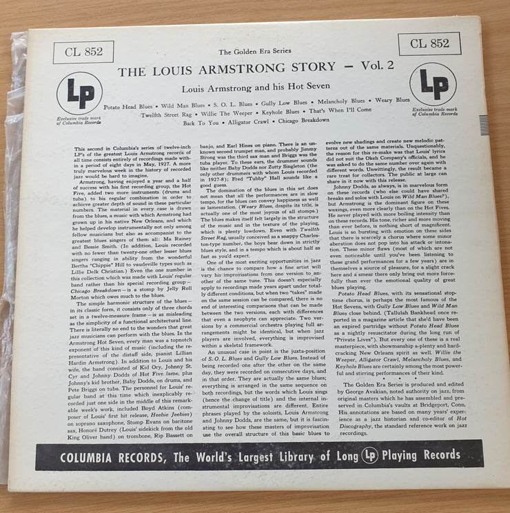 Louis Armstrong And His Hot Seven – Louis Armstrong Story - Volume II - Vinyl LP Record  (VG+)
