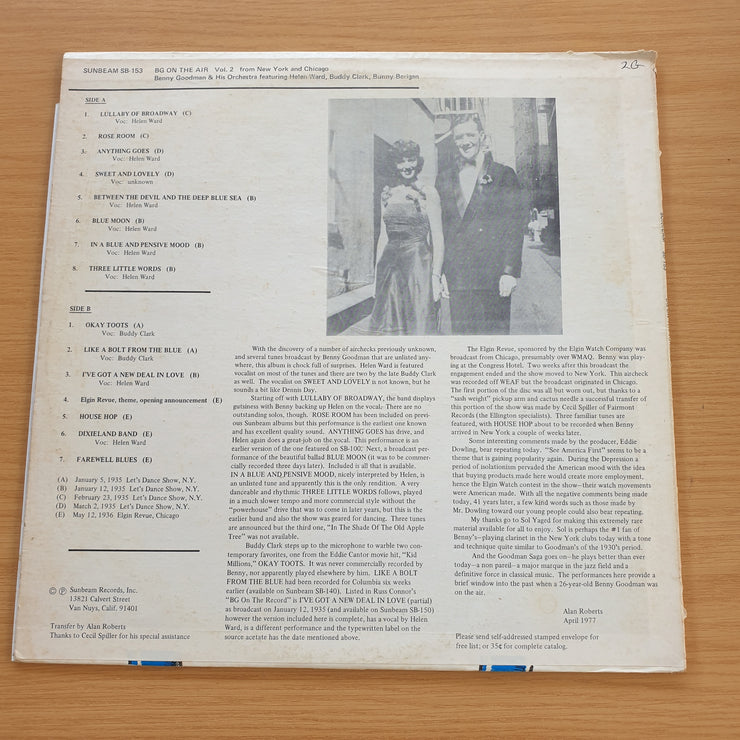 Benny Goodman Featuring Helen Ward & Buddy Clark – On The Air, Vol. 2 (1935-'36) – Vinyl LP Record (VG+)