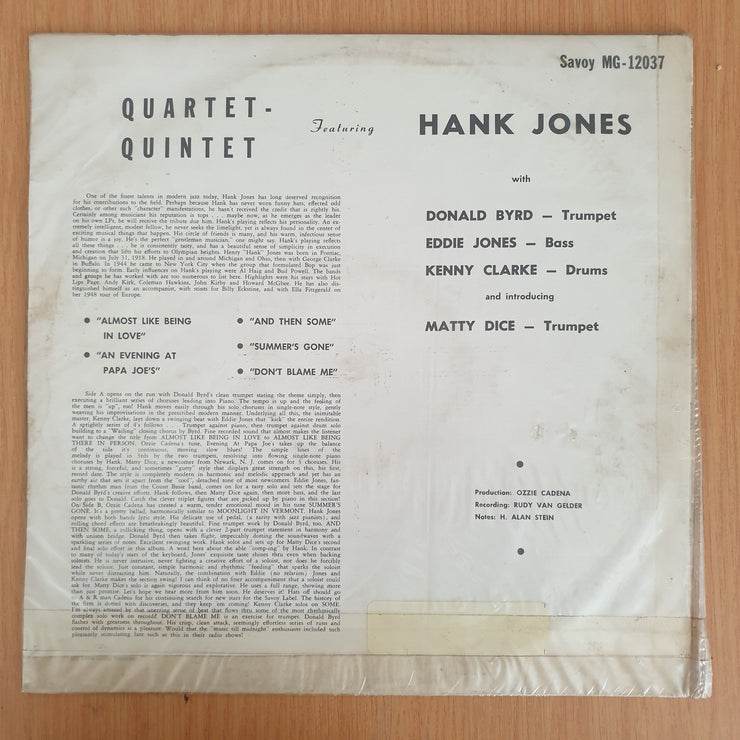 Hank Jones – Quartet-Quintet - Vinyl LP Record (VG-)