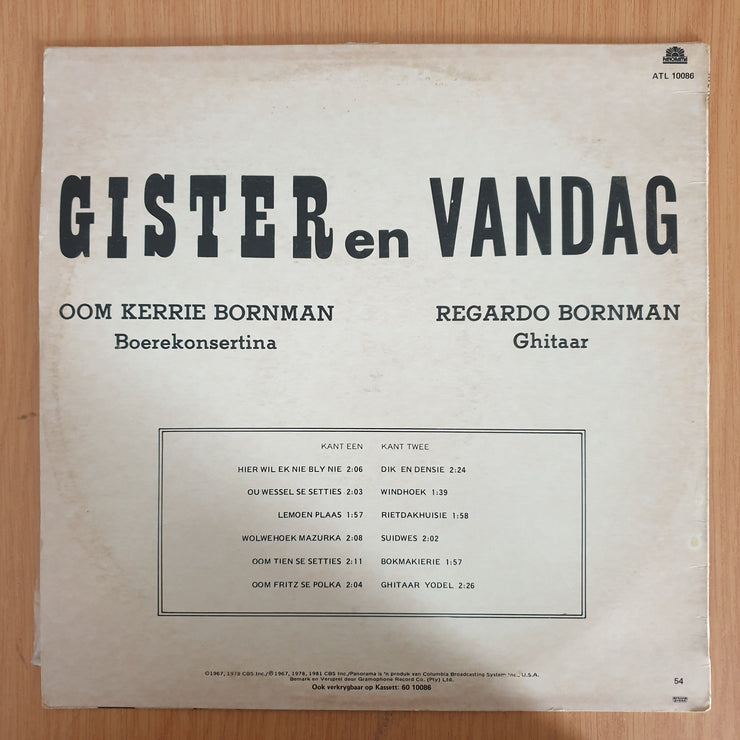 Oom Kerrie en Regardo Bornman - Gister En Vandag – Vinyl LP Record (VG+)