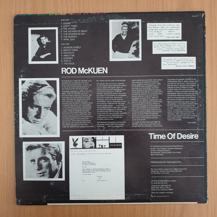 Rod McKuen – Time Of Desire – Vinyl LP Record (VG+)