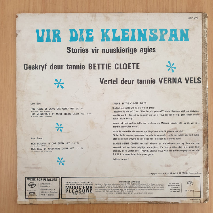 Verna Vels - Vir Die Kleinspan - Vinyl LP Record (VG-)
