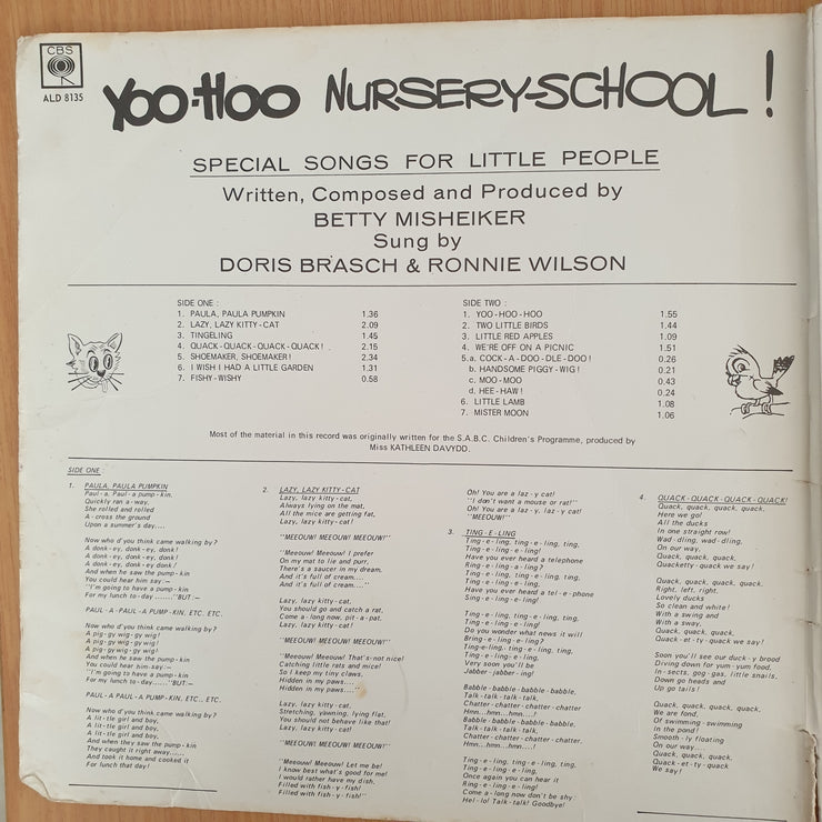 Yoo-Hoo Nursery School - Doris Brasch and Ronnie Wilson - Vinyl LP Record  (G)