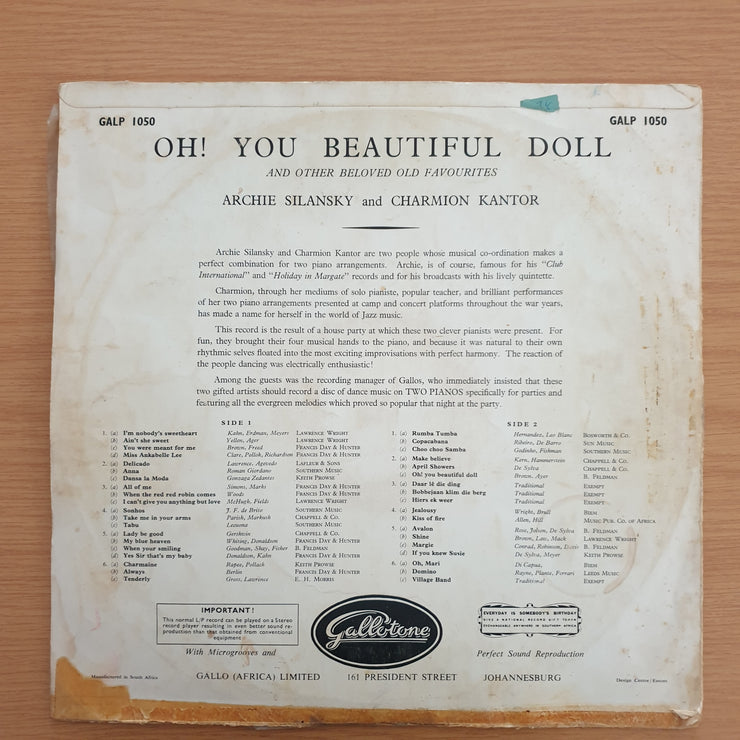 Archie Silansky and Charmion Kantor - Oh You Beautiful Doll - Vinyl LP Record (VG+)
