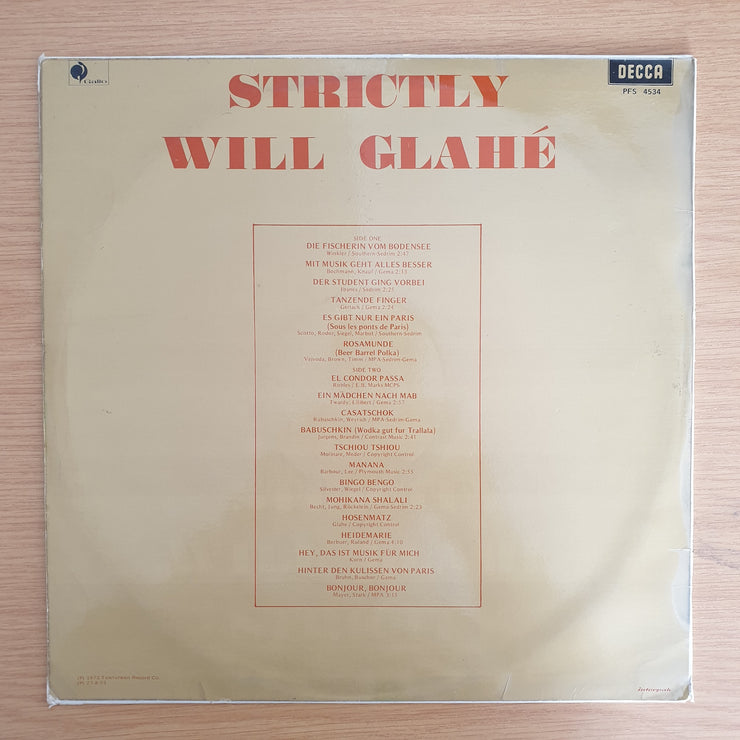 Will Glahé - Strictly Will Glahé – Vinyl LP Record (VG+)