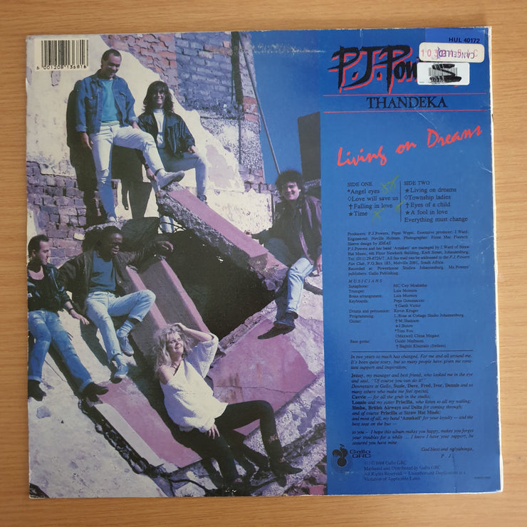 P.J. Powers ‎– Thandeka - Living on Dreams - Vinyl LP Record  (VG+)