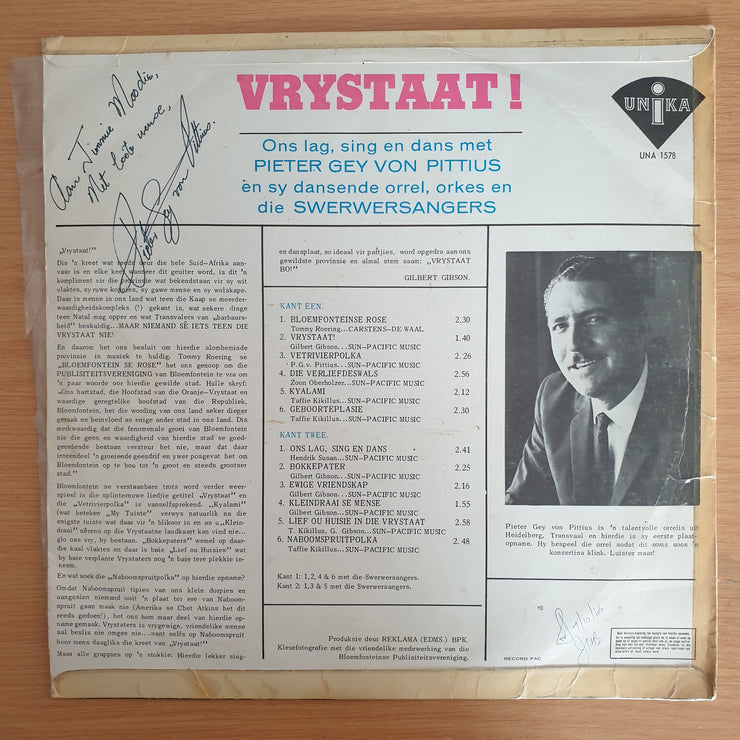 Vrystaat - Pieter Gey Von Pittius – Vinyl LP Record  (VG-)