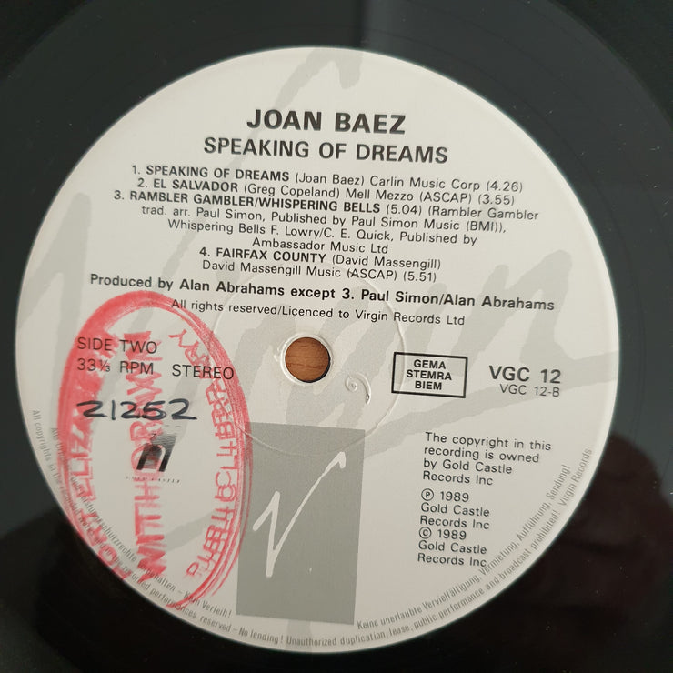 Joan Baez – Speaking Of Dreams – Vinyl LP Record  (G+)
