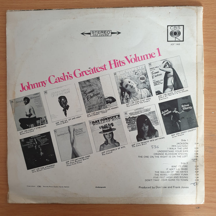 Johnny Cash – Greatest Hits Volume 1 – Vinyl LP Record  (G+)