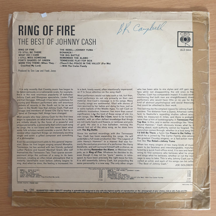 Johnny Cash – Ring Of Fire (The Best Of Johnny Cash) – Vinyl LP Record  (G+)