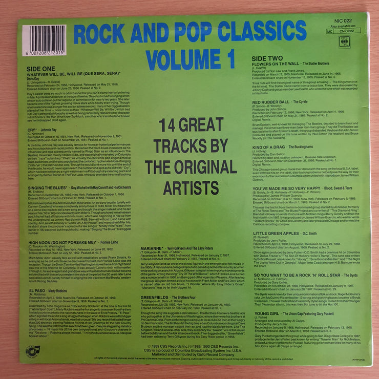Rock and Pop Classics Volume 1 - 14 Great Tracks by Original Artists –  Vinyl LP Record (VG+)