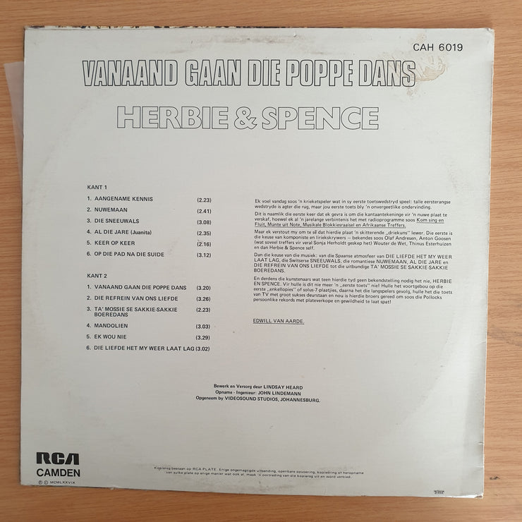 Herbie En Spence – Vanaand Gaan Die Poppe Dans - Vinyl LP Record (VG+)