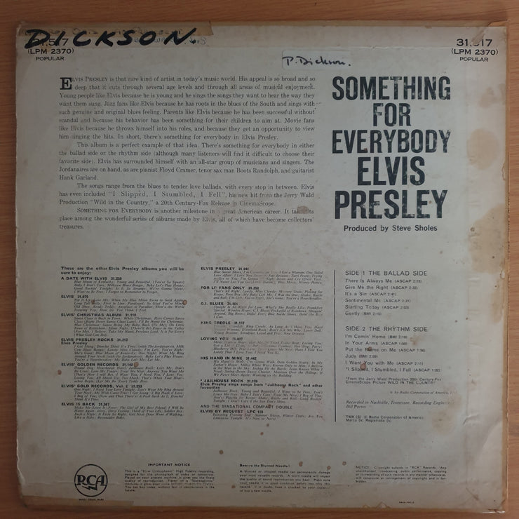 Elvis Presley – Something For Everybody – Vinyl LP Record  (G+)