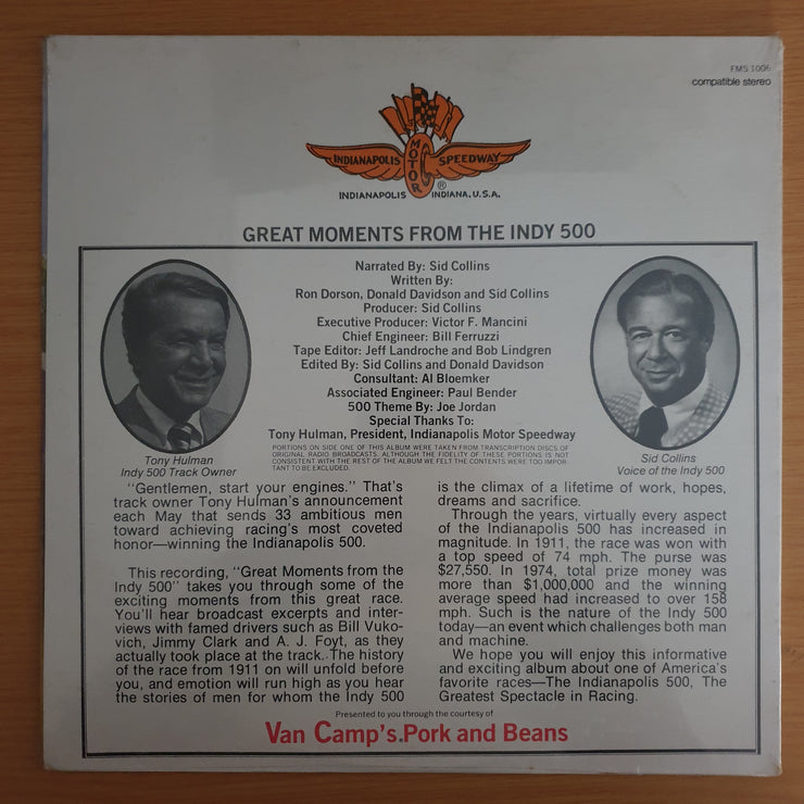Indy 500 - Van Camp's Pork And Beans Presents Great Moments From The Indy 500 -  Vinyl LP Record - Sealed