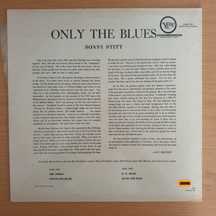 Sonny Stitt – Only The Blues - Vinyl LP Record (VG+)