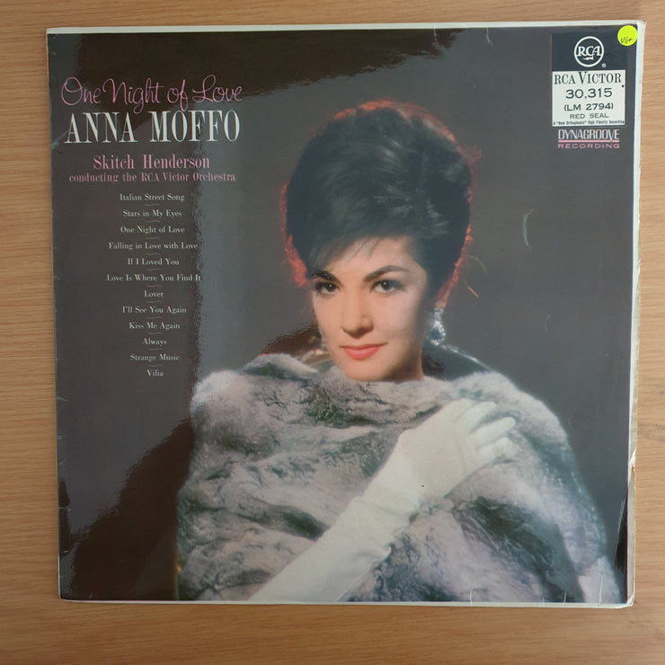 Anna Moffo - One Night Of Love -  Skitch Henderson Conducting The RCA Victor Orchestra – Vinyl LP Record (VG+)