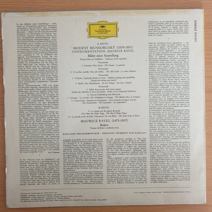 Ravel / Mussorgsky - Berliner Philharmoniker, Herbert von Karajan – Bolero / Pictures At An Exhibition – Vinyl LP Record (VG+)