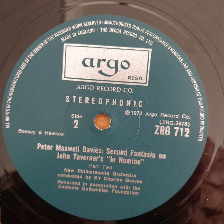 Peter Maxwell Davies – Points And Dances From ‘Taverner’ / Second Fantasia On John Taverner's ‘In Nomine’ – Vinyl LP Record (VG+)