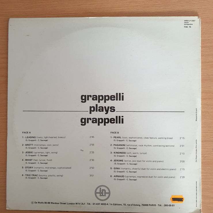 Stephane Grappelli – Grappelli Plays Grappelli (France) - Vinyl LP Record  (VG+)