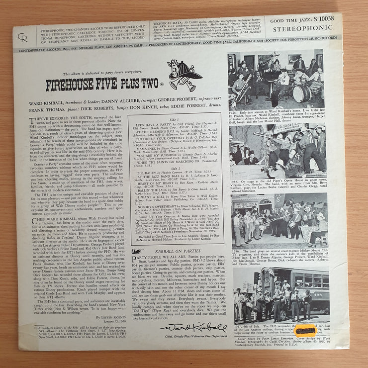 Firehouse Five Plus Two – Crashes A Party! - Vinyl LP Record  (VG+)