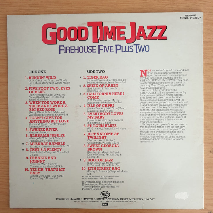 Firehouse Five Plus Two – Good Time Jazz –  Vinyl LP Record  (VG+)