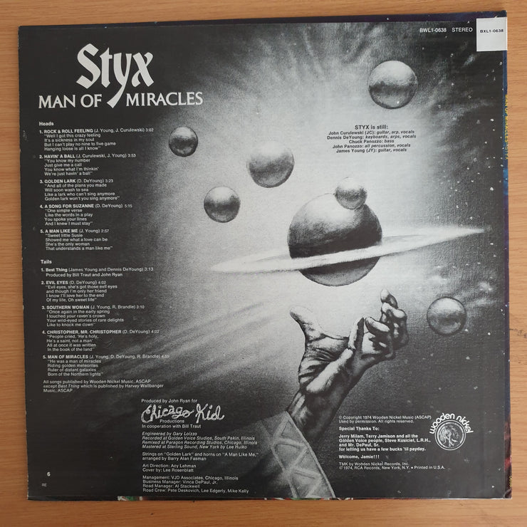 Styx – Man Of Miracles ‎- Vinyl LP Record (VG+)