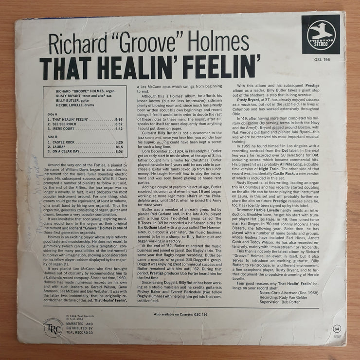 Richard "Groove" Holmes – That Healin' Feelin' - Vinyl LP Record  (G+) (gplus)