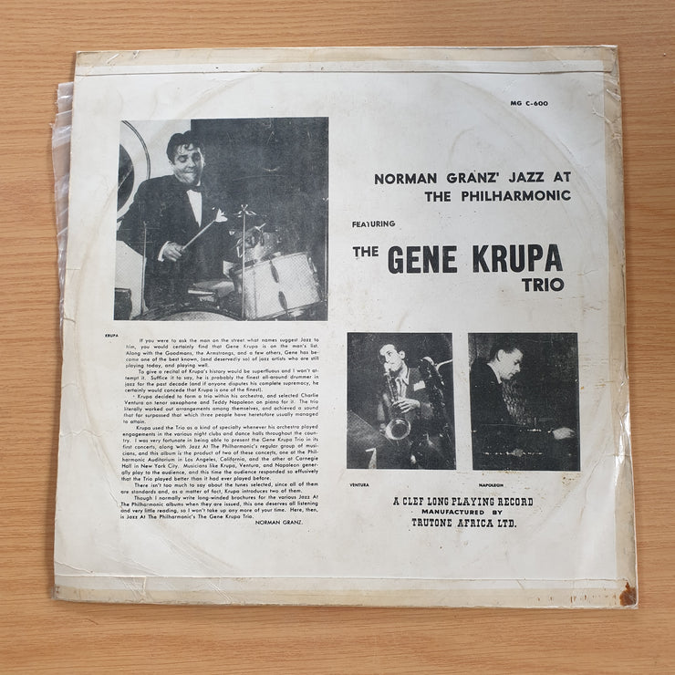 The Gene Krupa Trio – Norman Granz' Jazz At The Philharmonic  - Vinyl LP Record  (G+)