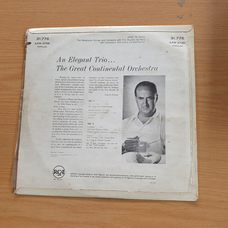 The Melachrino Strings And Orchestra With Trio Musette de Paris – April In Paris –  Vinyl LP Record (VG+)