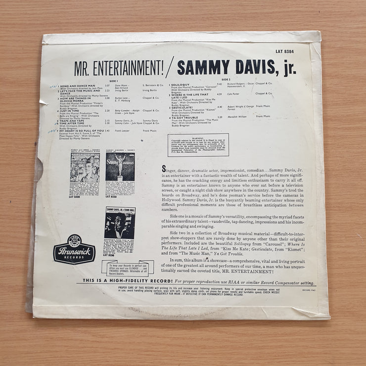 Sammy Davis, Jr. – Mr. Entertainment –  Vinyl LP Record (VG+)