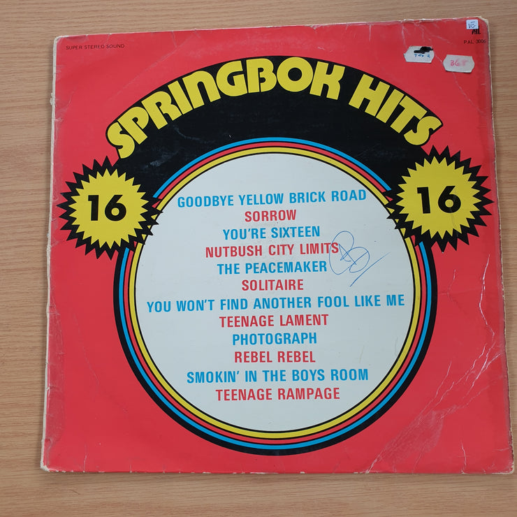 Springbok Hits 16   - Vinyl LP Record  (VG-)