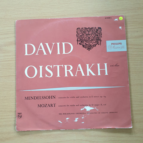 David Oistrakh - The Philadelphia Orchestra, Eugene Ormandy - Mendelssohn/ Mozart – Violin -  Vinyl LP Record  (VG)