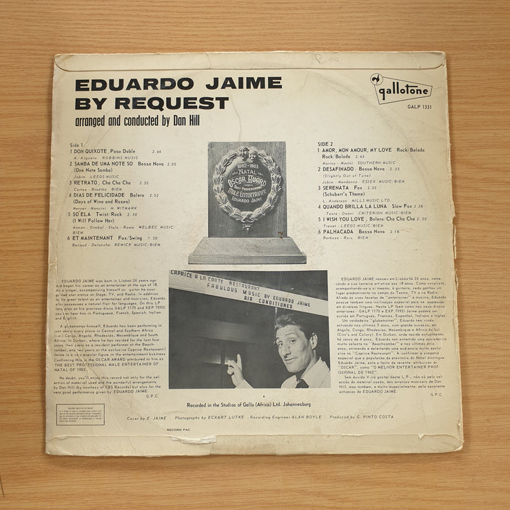 Eduardo Jaime – By Request - Arranged And Conducted By Dan Hill  - Vinyl LP Record  (G+)
