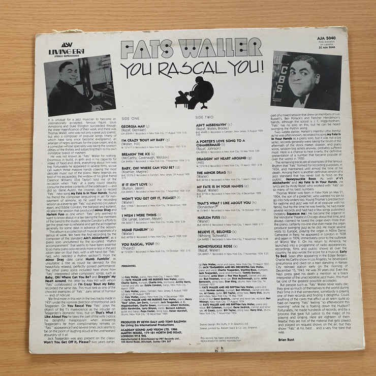 Fats Waller – You Rascal You! - Vinyl LP Record  (VG+)