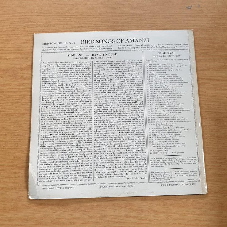 Bird Songs of Amanzi (Uitenhage South Africa) - No 1 - June Stannard - Vinyl LP Record (VG+)