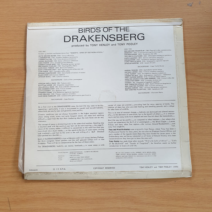 Birds of the Drakensburg  - Tony Henley and Tony Pooley -  Vinyl LP Record (VG+)