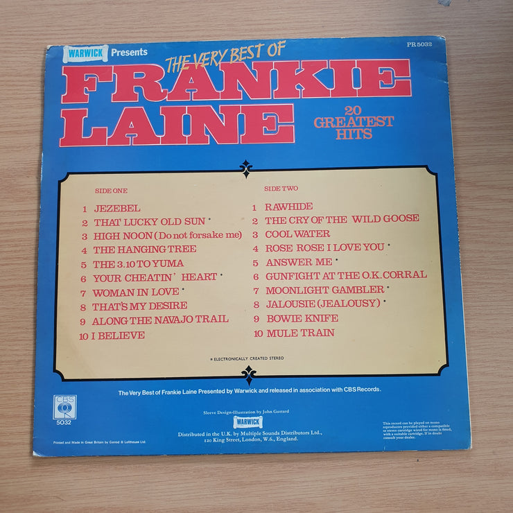 Frankie Laine - The Very Best of - 20 Greatest Hits - Vinyl LP Record (VG+)