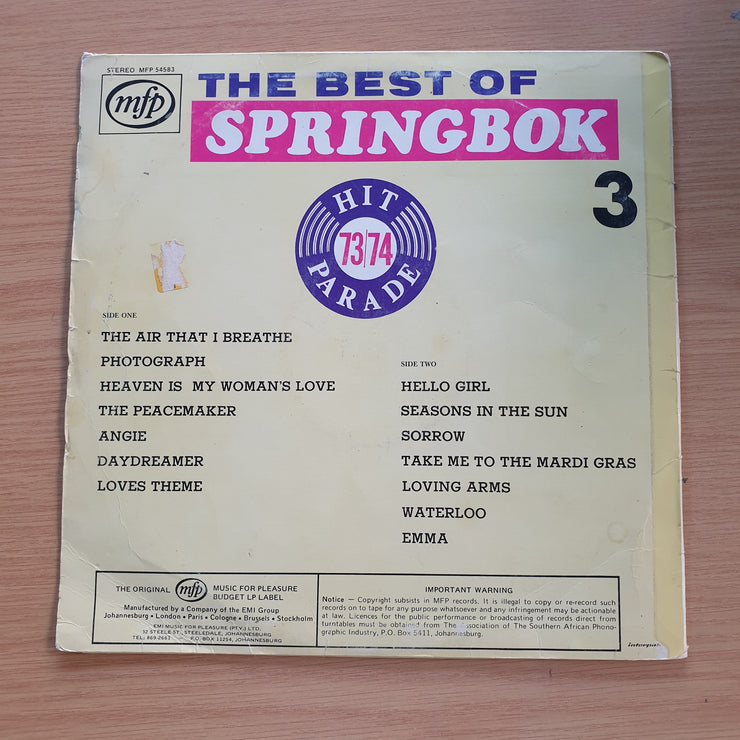 Springbok Hits - Best of Springbok 3 - 73/74 - Vinyl LP Record  (VG)