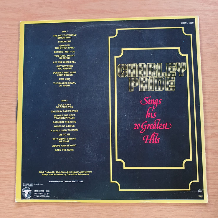 Charley Pride Sings His 20 Greatest Hits  - Vinyl LP Record (VG)