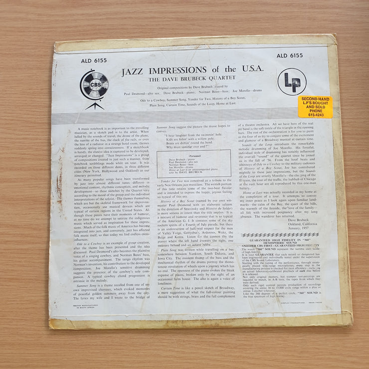 The Dave Brubeck Quartet – Jazz Impressions Of The U.S.A. - Vinyl LP Record (VG)  (verry)