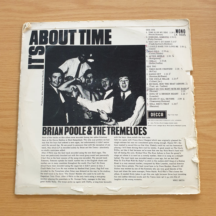 Brian Poole & The Tremeloes – It's About Time - Vinyl LP Record (VG)  (verry)