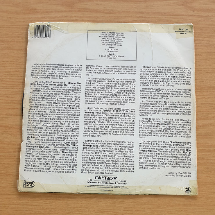 Gene Ammons – Blue Gene  ‎– Vinyl LP Record  (Fair)