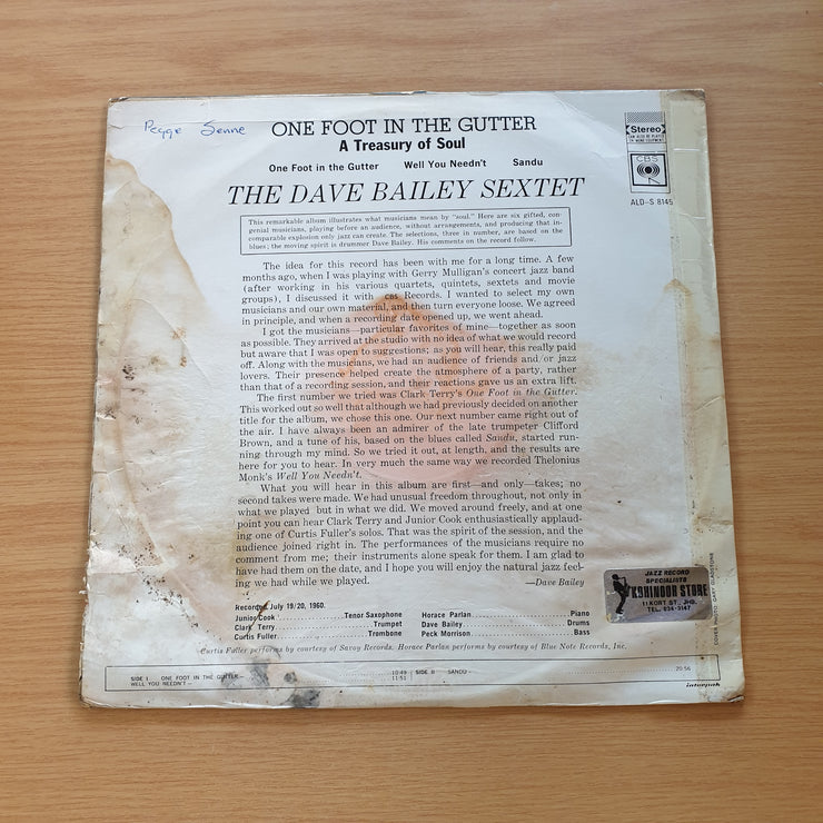 The Dave Bailey Sextet – One Foot In The Gutter: A Treasury Of Soul – Vinyl LP Record (G+) (gplus)