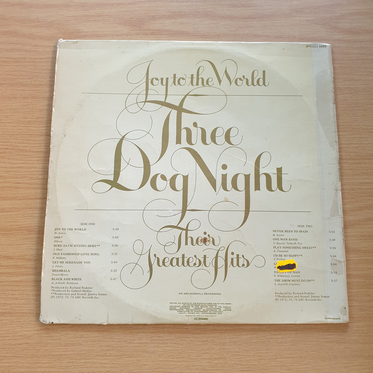 Three Dog Night – Joy To The World - Their Greatest Hits  - Vinyl LP Record (VG-) (minus)