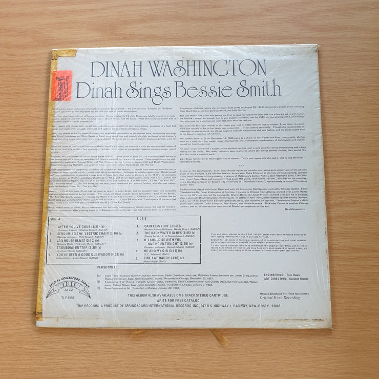 Dinah Washington With Eddie Chamblee And His Orchestra – Dinah Sings Bessie Smith - Vinyl LP Record (VG)  (verry)