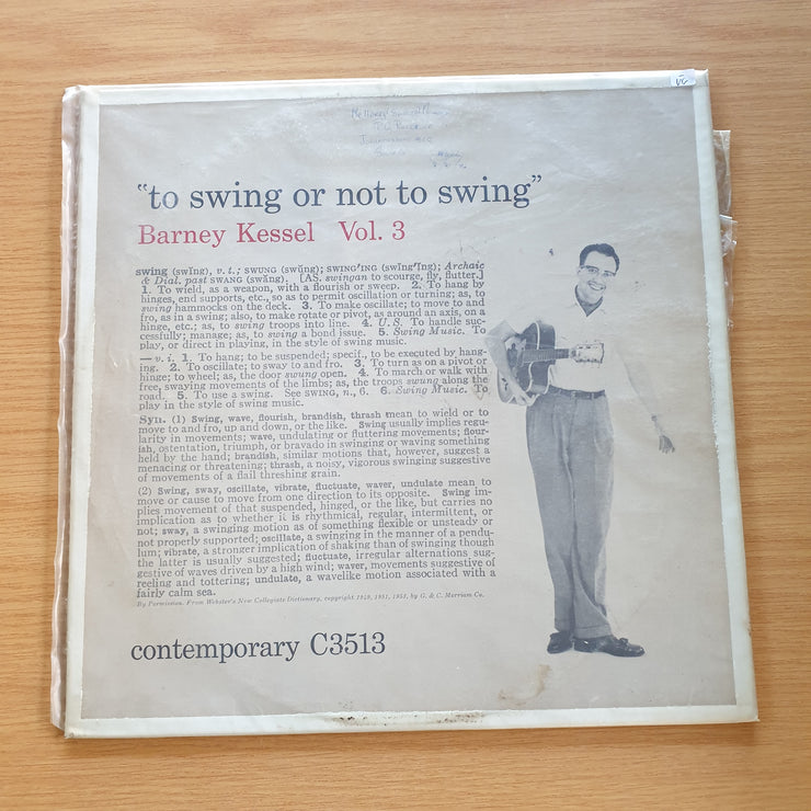 Barney Kessel – Vol. 3, To Swing Or Not To Swing  - Vinyl LP Record (VG-) (minus)