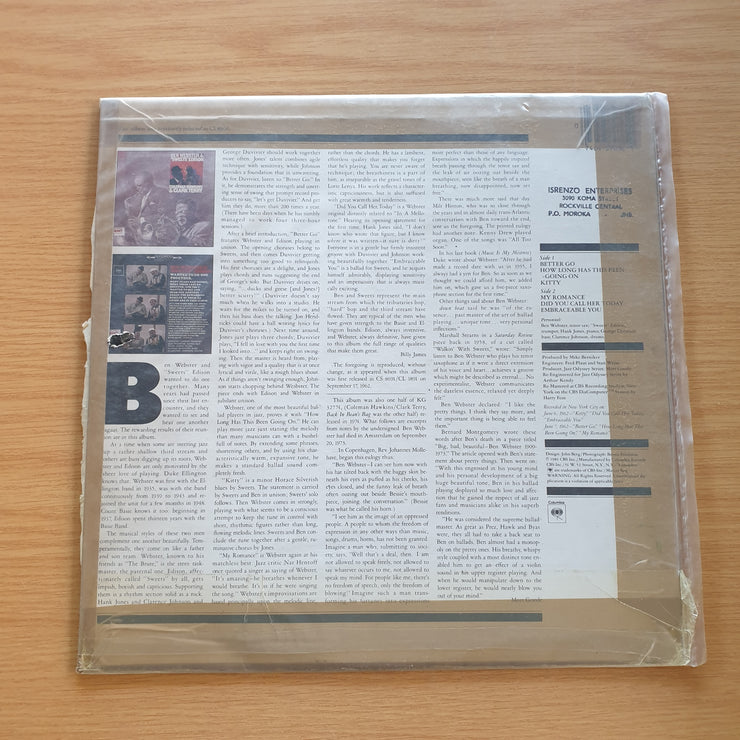 Ben Webster & "Sweets" Edison – Ben & Sweets  - Vinyl LP Record (VG-) (minus)