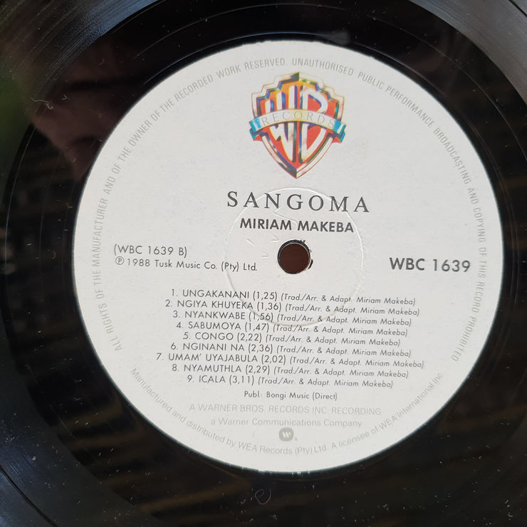Miriam Makeba – Sangoma –  Vinyl LP Record (VG+)