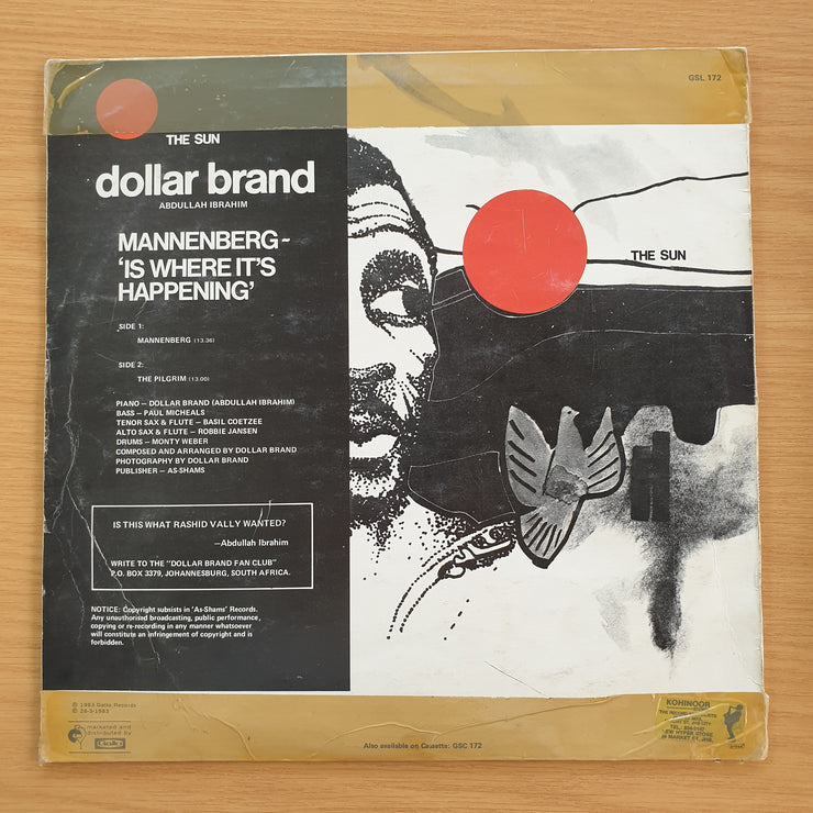 Dollar Brand – Mannenberg ~ 'Is Where It's Happening' –  Abdullah Ibrahim   - Vinyl LP Record (VG)
