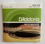 D'Addario - EZ890 - Super Light Gauge (0.009-0.045) - Acoustic Guitar Strings (In Stock)